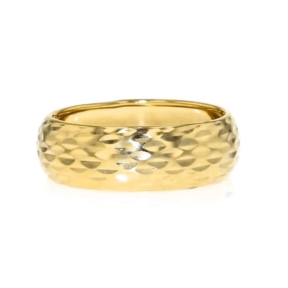 14K Diamond Cut 4mm Comfort Band NWT  Sz 6 Made In Italy - Picture 1 of 11